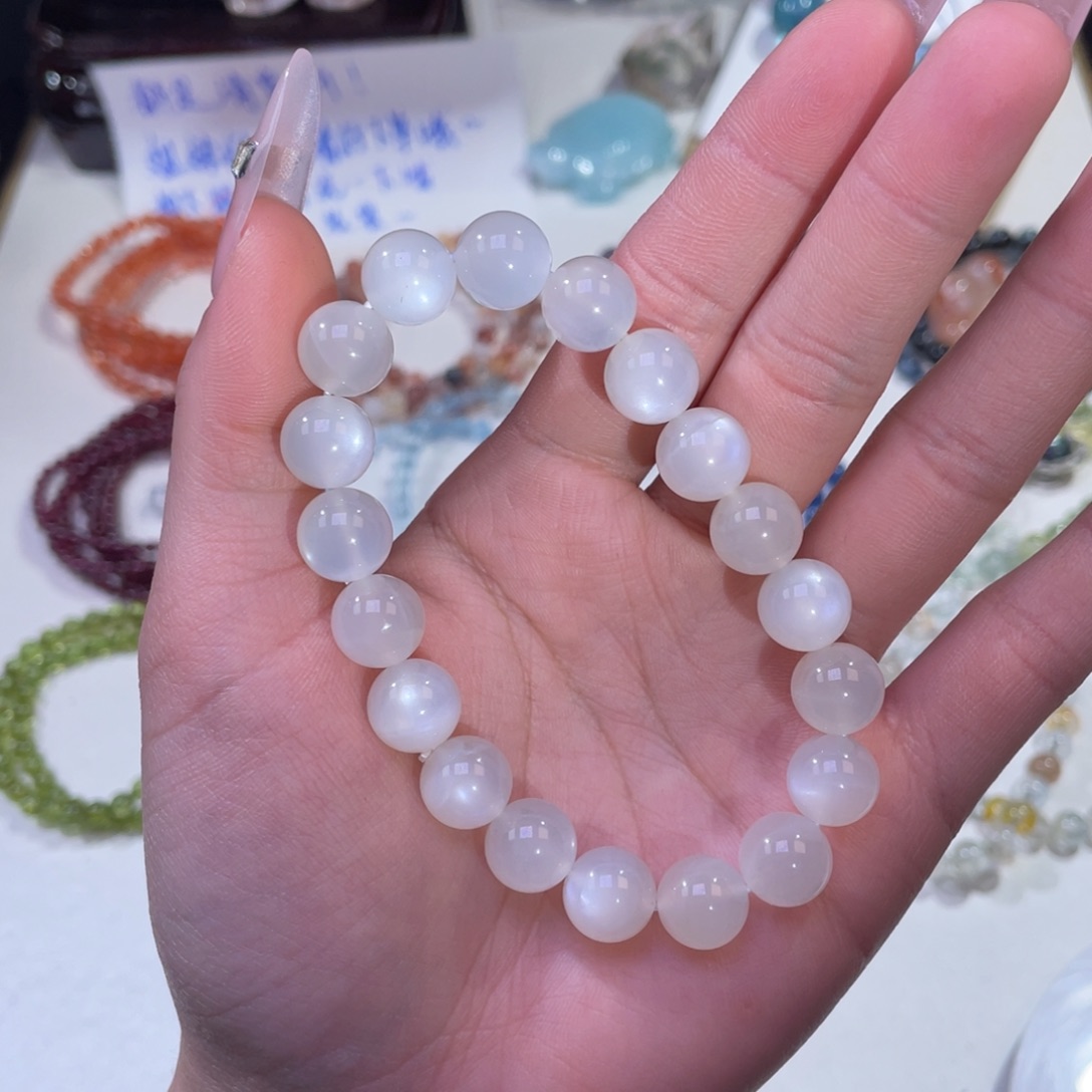 未镶嵌手链水晶奶体白月光石10mm