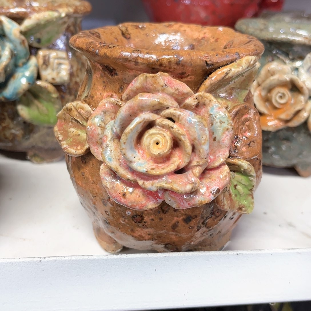 泥塑古镇炻陶花盆