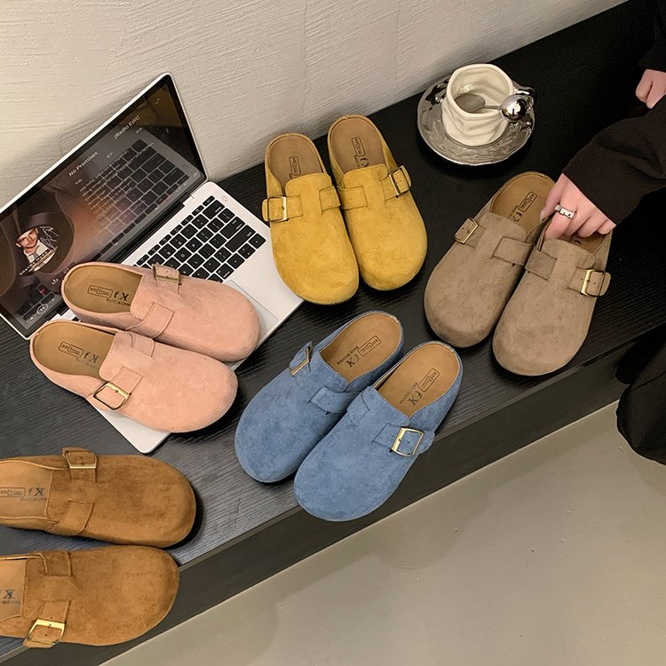 【退货补运费】欧若风糖果色厚底内增高百搭外穿女勃肯半包拖 60011