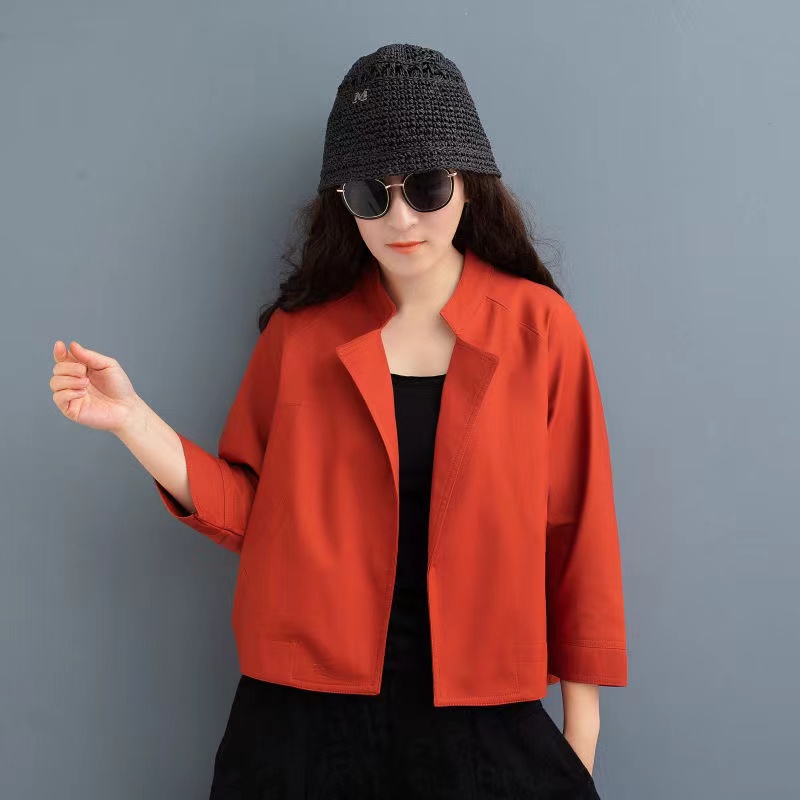 秋季新款洋气韩版风纯色短款夹克外套