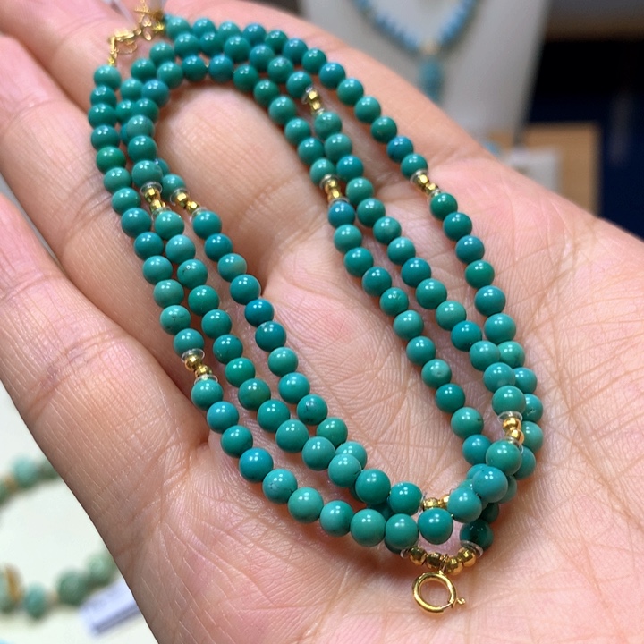 绿松石18K金镶嵌万能链