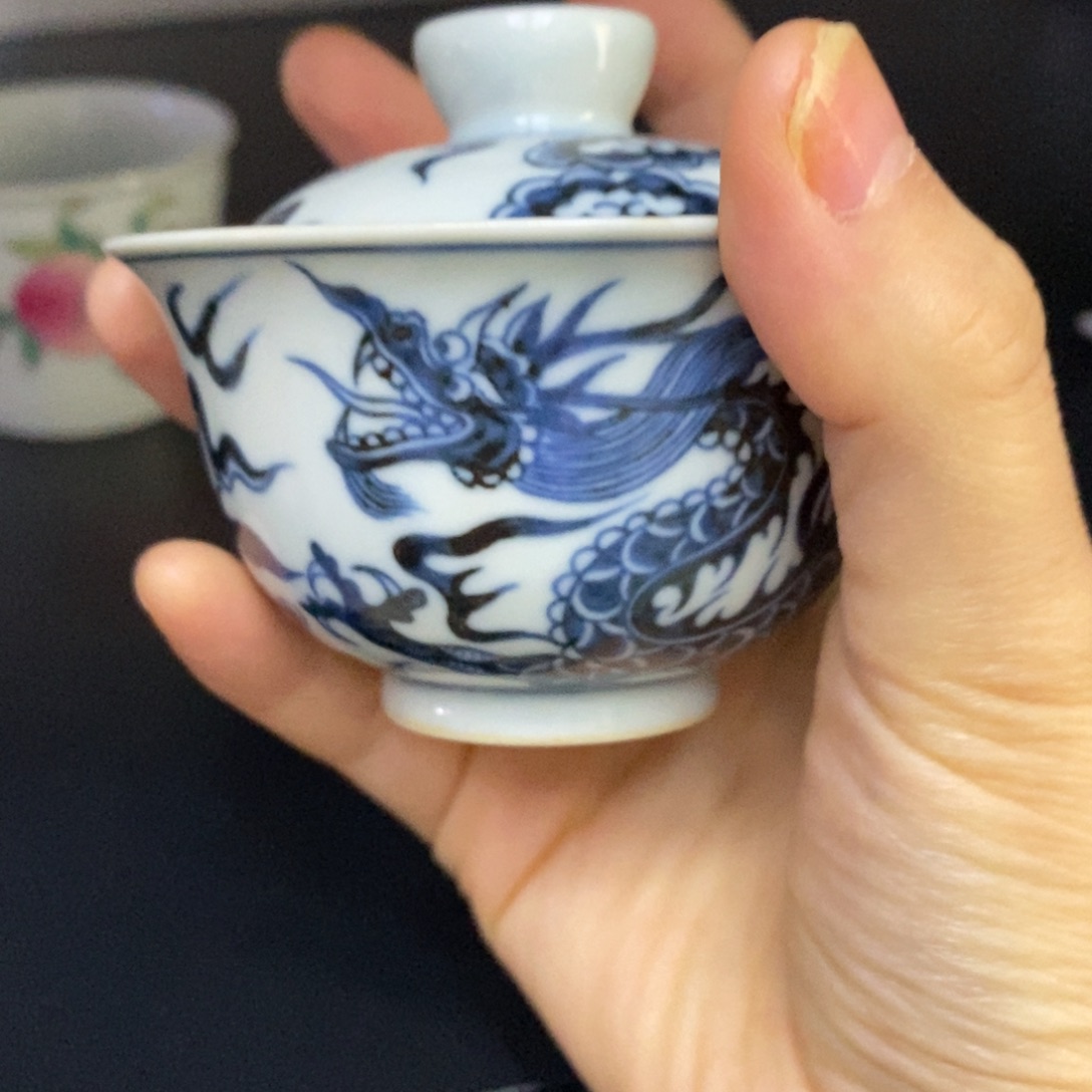 手工手绘青花杯杯