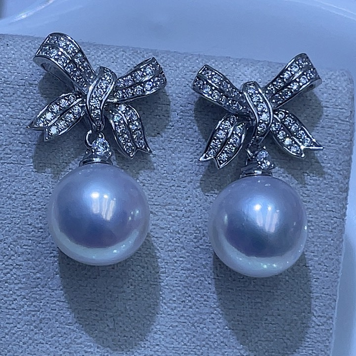 淡水珍珠耳饰银S925镶嵌卟****天