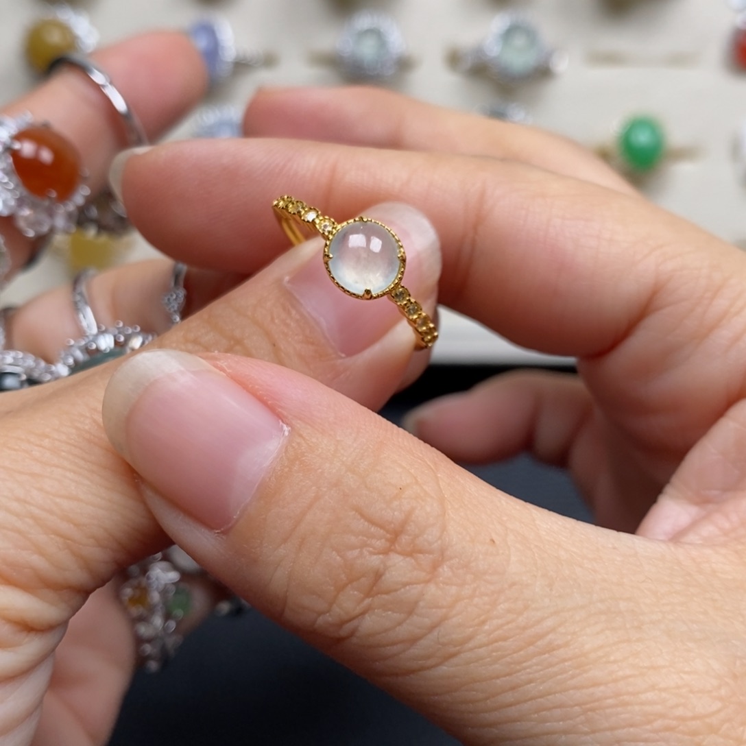 翡翠戒指银S925镶嵌戒指