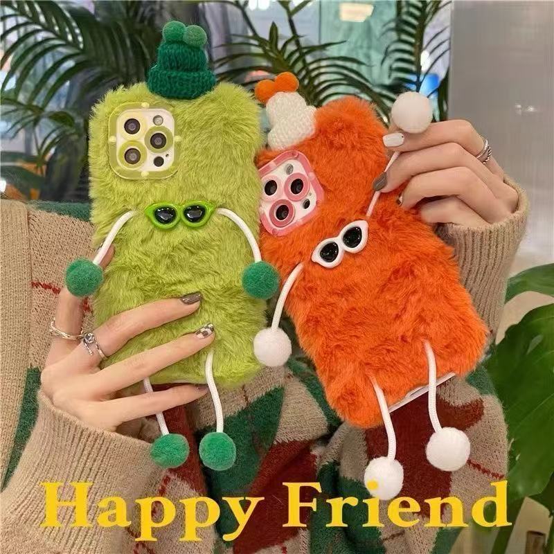 毛茸茸墨镜小人适用于苹果16/15promax/iPhone17promax手机壳情侣