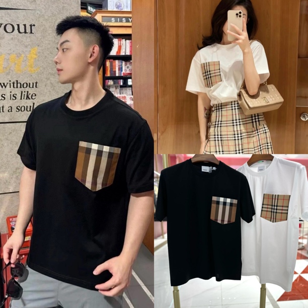 未使用 BURBERRY/博柏利 女款格纹口袋短袖T恤半袖超宽松版型4500