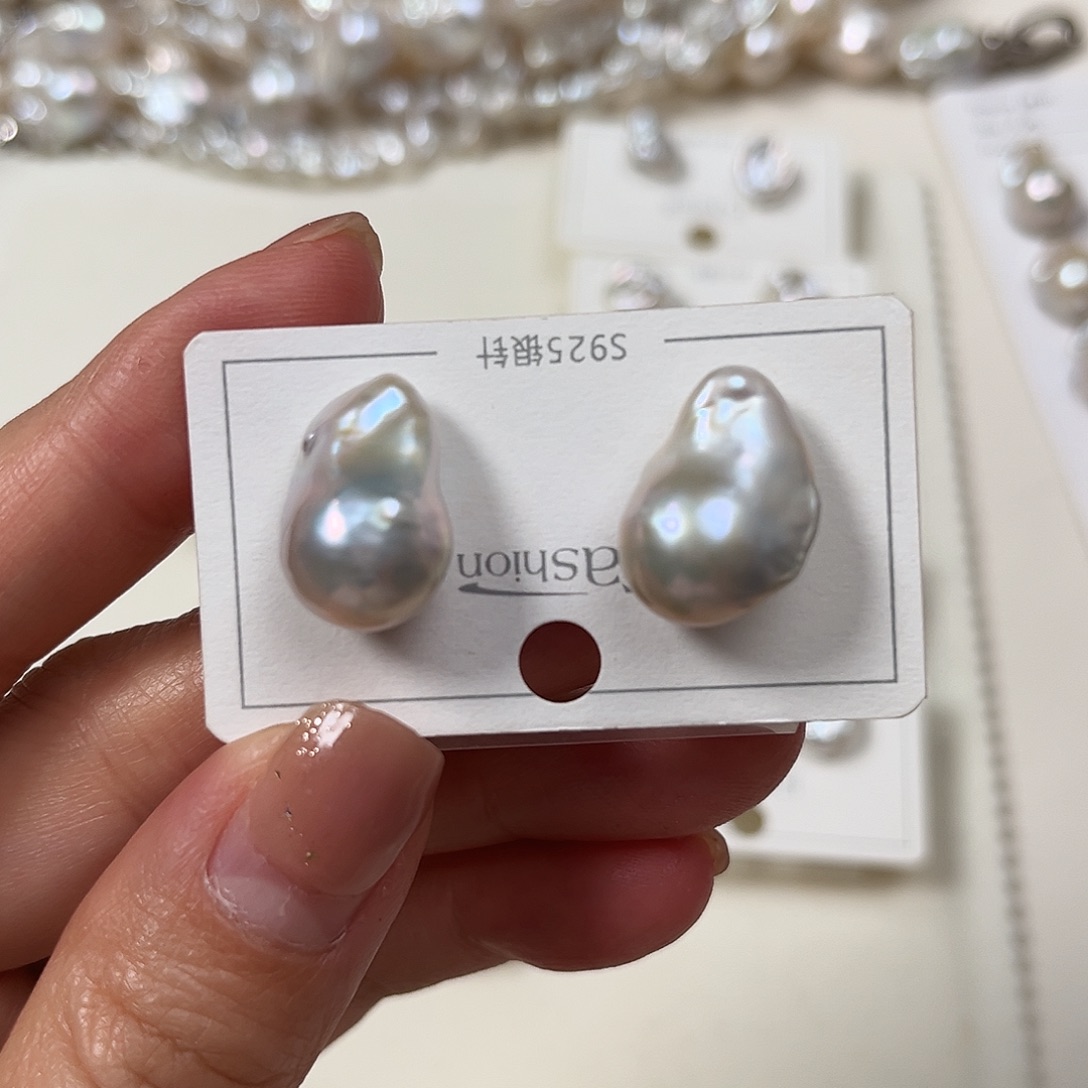 小***姜耳饰银S925镶嵌淡水珍珠