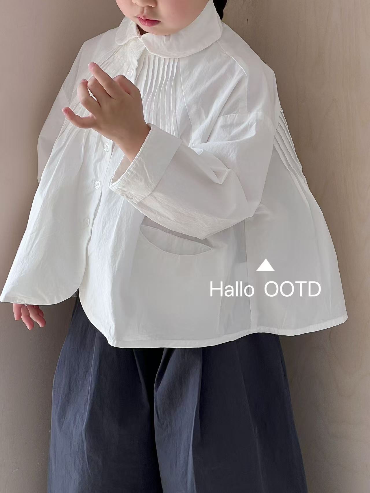 OOTD-638-607儿童时尚洋气百搭圆领娃娃衫套装（春款）