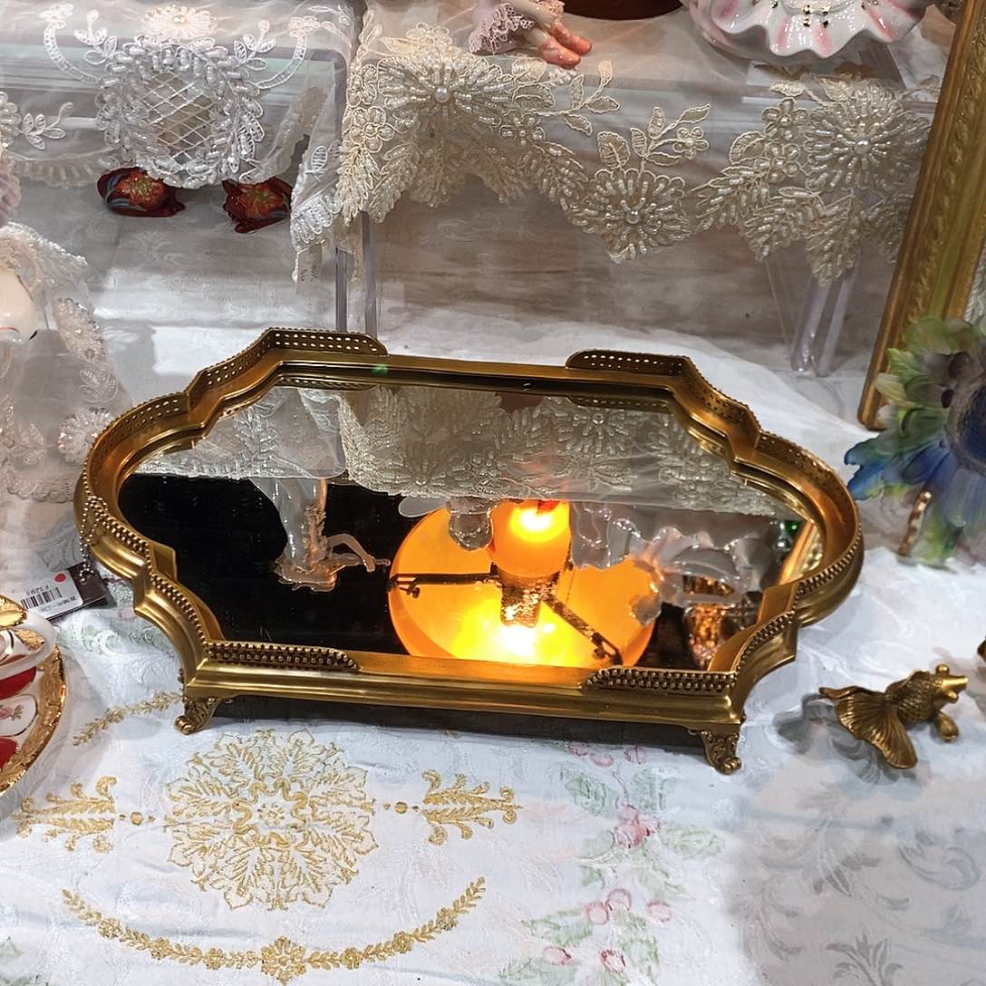 摆件F3293铜镜面经典收纳盘