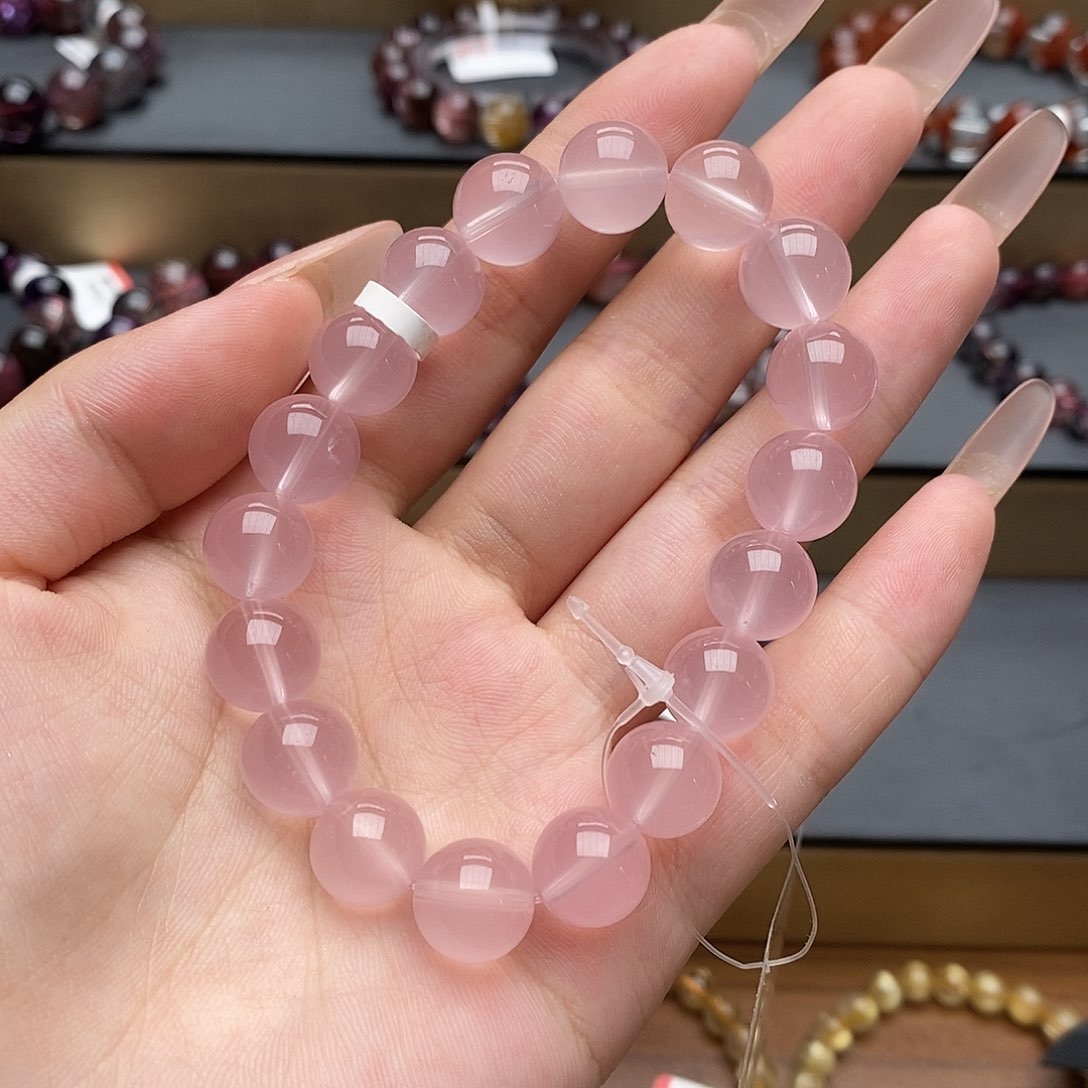 水晶手串未镶嵌J668粉水晶11+