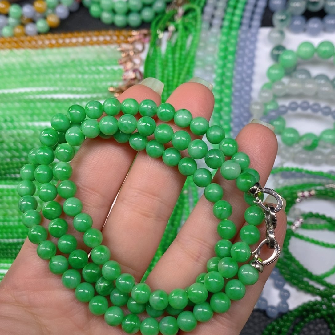 颈饰未镶嵌翡翠缅甸天然翡翠阳绿项链6.3