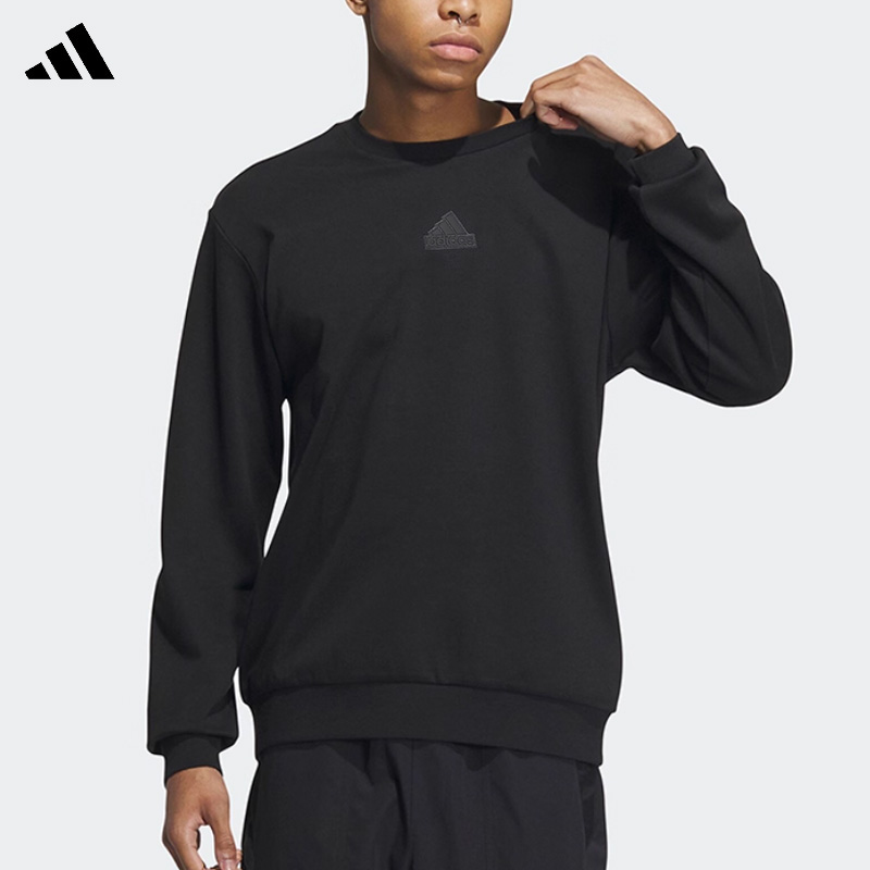 adidas/阿迪达斯圆领男运动卫衣男士锁温保暖卫衣男款套头衫长袖*