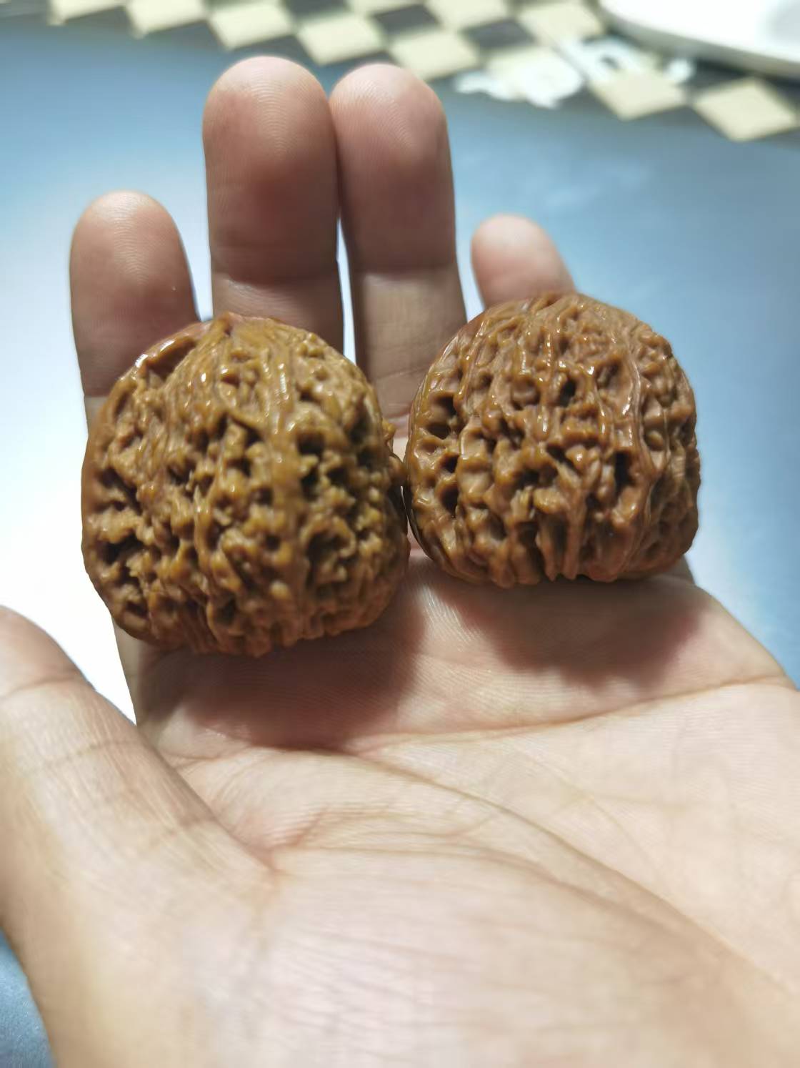 （直播间选购价格）文玩核桃 麻核桃南疆石元宝四座楼墨盘 元宝核桃