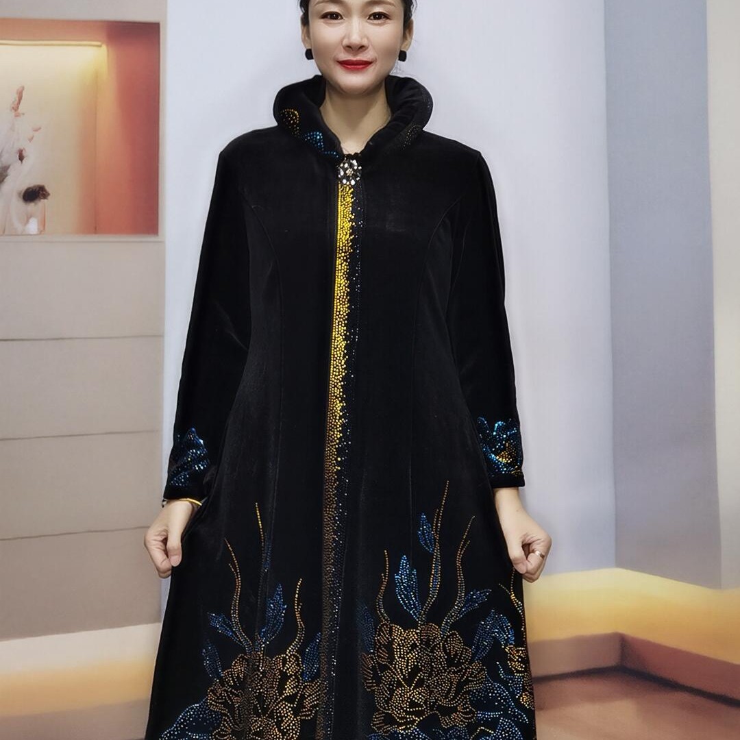 重工满钻加绒时尚气质大衣