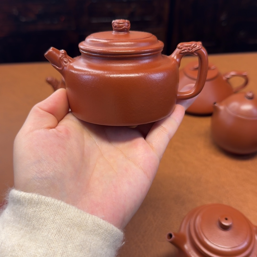 紫砂茶壶龙德中，150cc，小煤窑朱泥，全手工制作