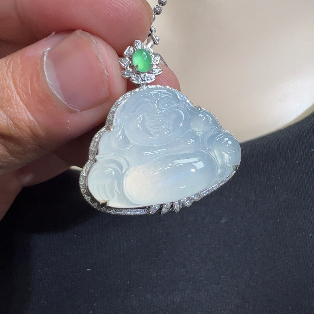 翡翠吊坠(不含链)18K金镶嵌