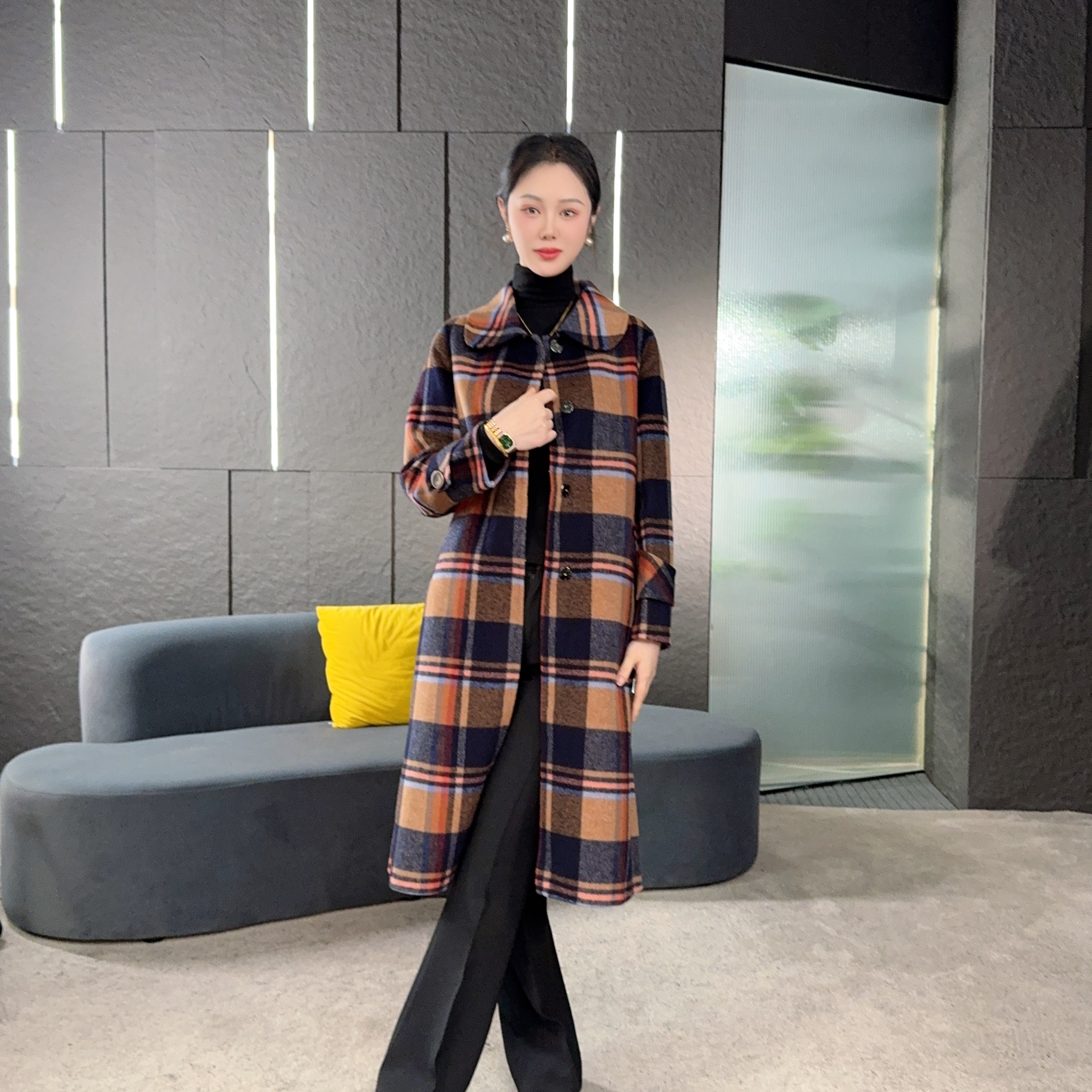 Falaibang/法莱邦GP012格纹色羊毛大衣