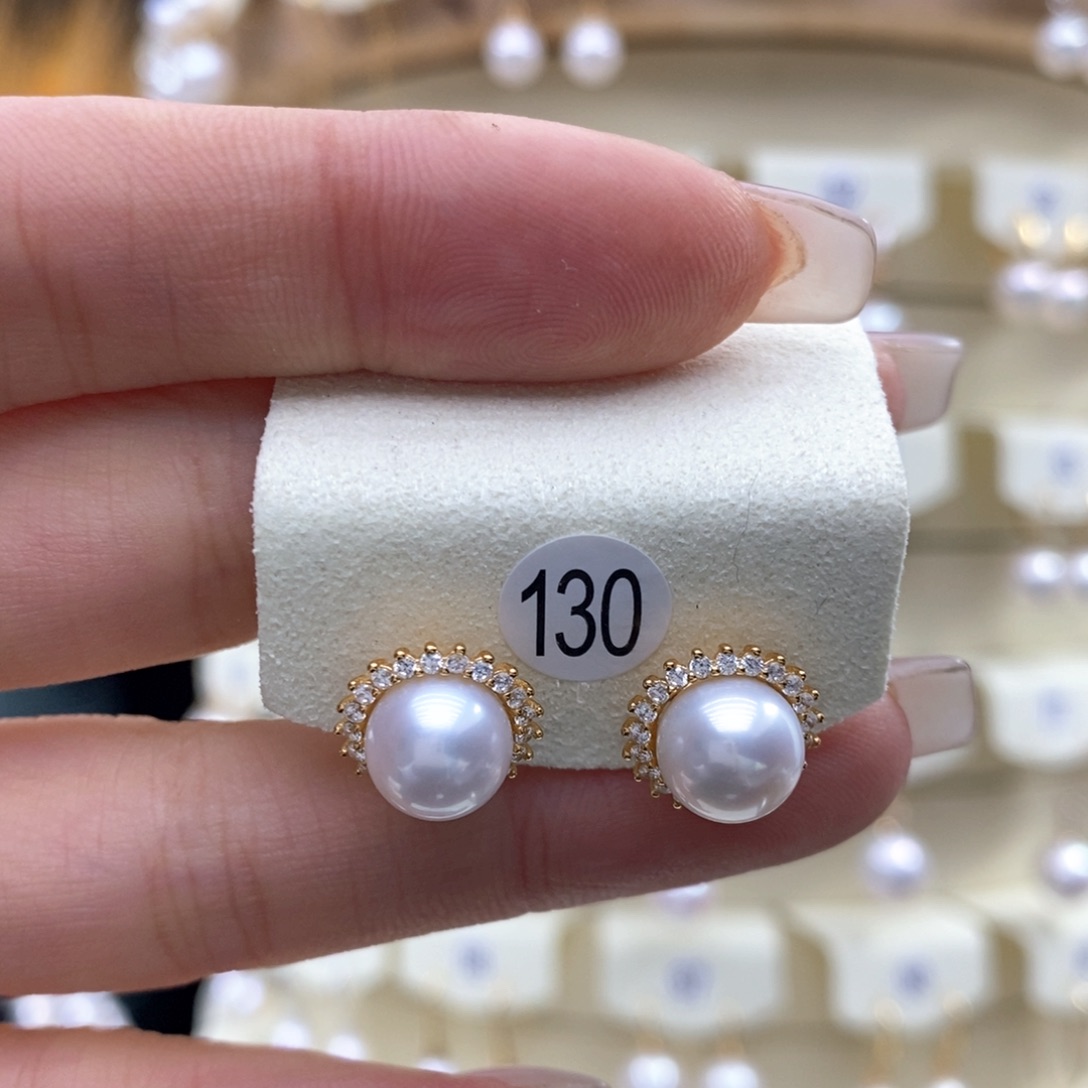 淡水珍珠耳饰银S925镶嵌