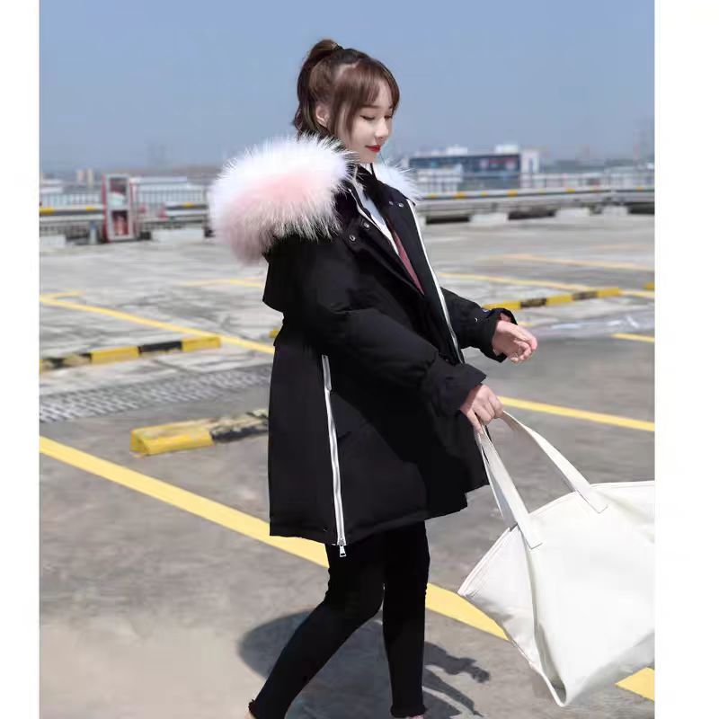 韩系加厚保暖收腰女冲锋衣宽松时尚冬季洋气派克外套D25121106