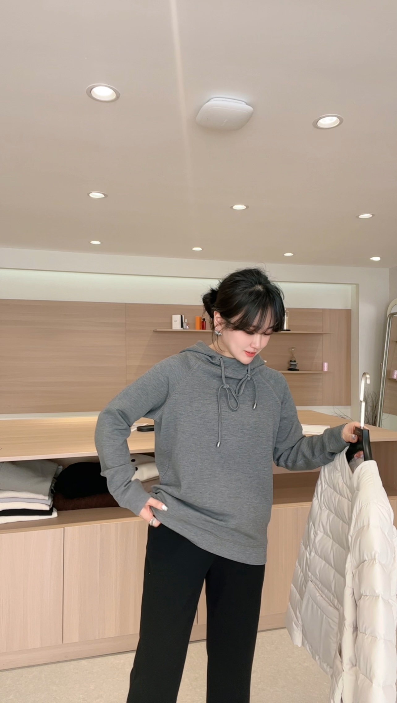 纯色常规卫衣拼接修身型韩版加绒时尚百搭加厚秋冬INS风灰色