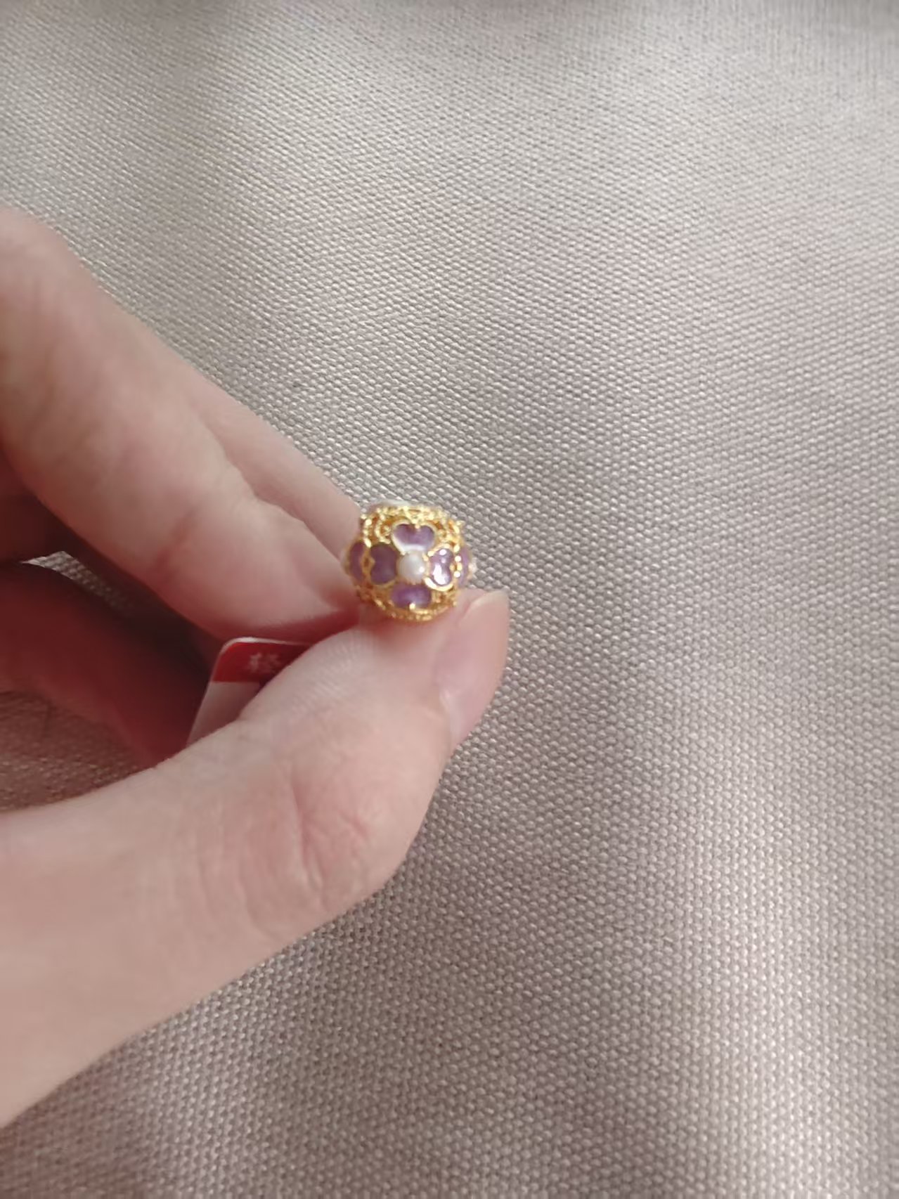 【足金999】紫花瓣拉丝珠 配件 5D（编码25120596 25120612）