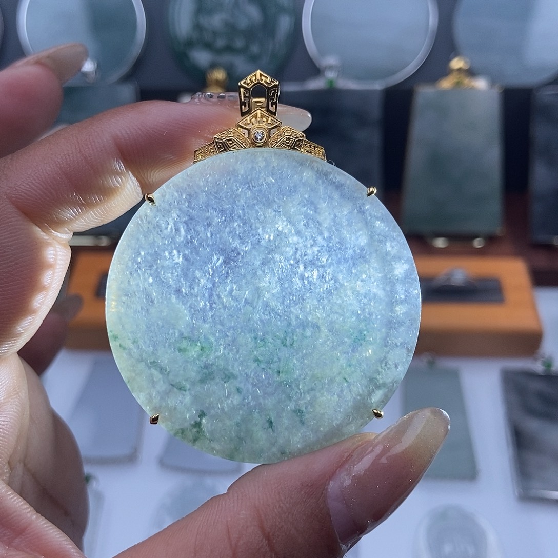 翡翠18K金镶嵌吊坠(不含链)