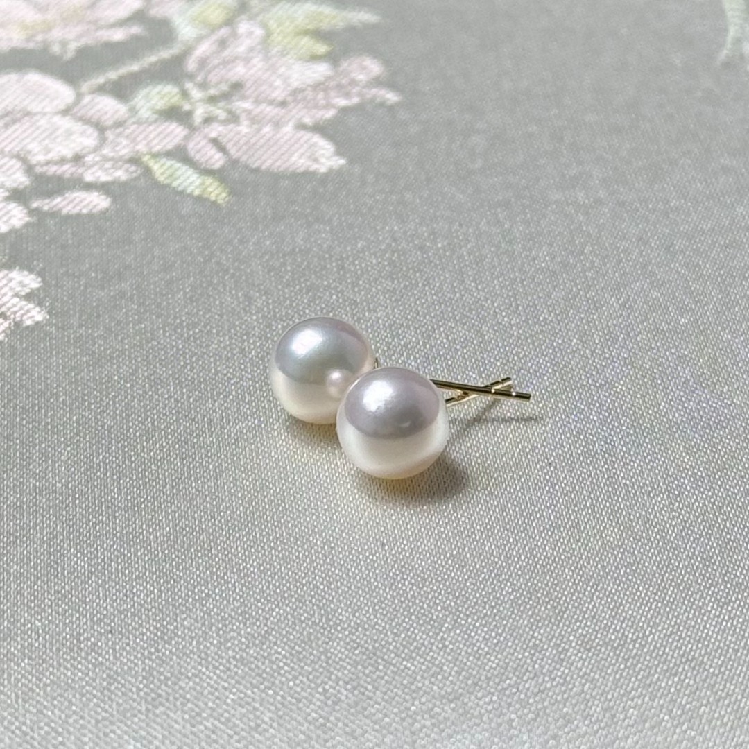 Akoya素钉18k金耳针 8-8.5mm 无调色
