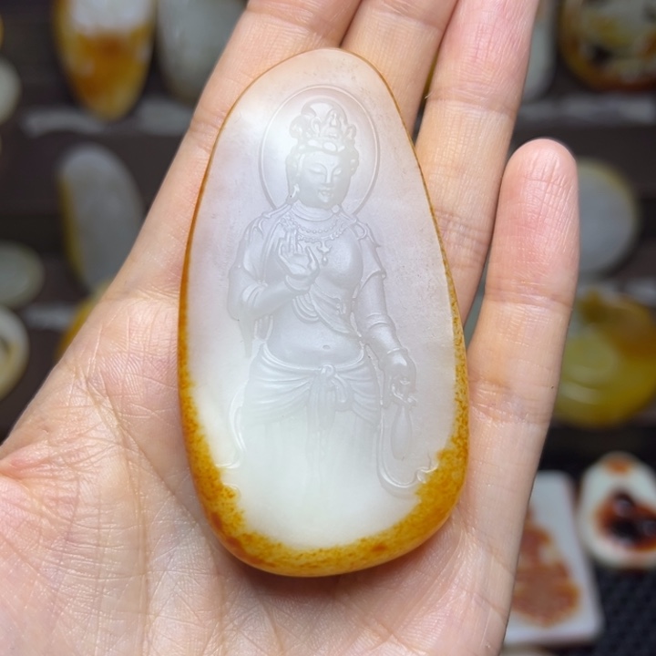 和田玉未镶嵌挂件一***好