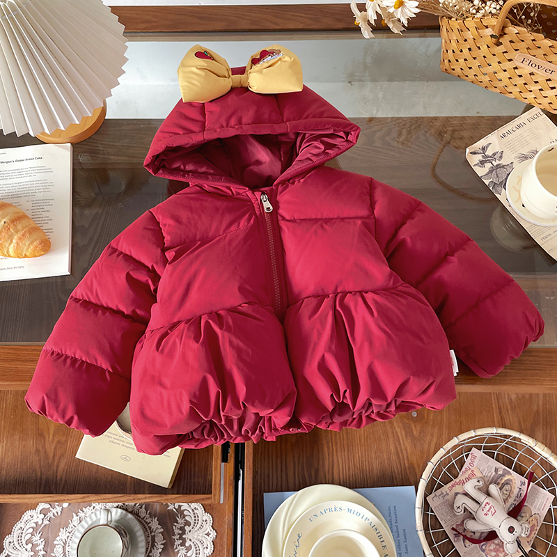 【现货】DW252299冬季新款女童羽绒服连帽90白鸭绒女宝冬装外套防寒