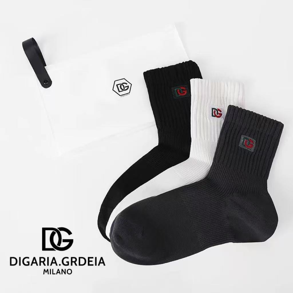 DUOJI&GEBANA/多基戈巴拿DG男士中筒纯棉直筒袜