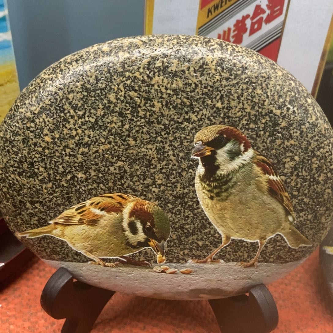石材麻雀摆件真美啊