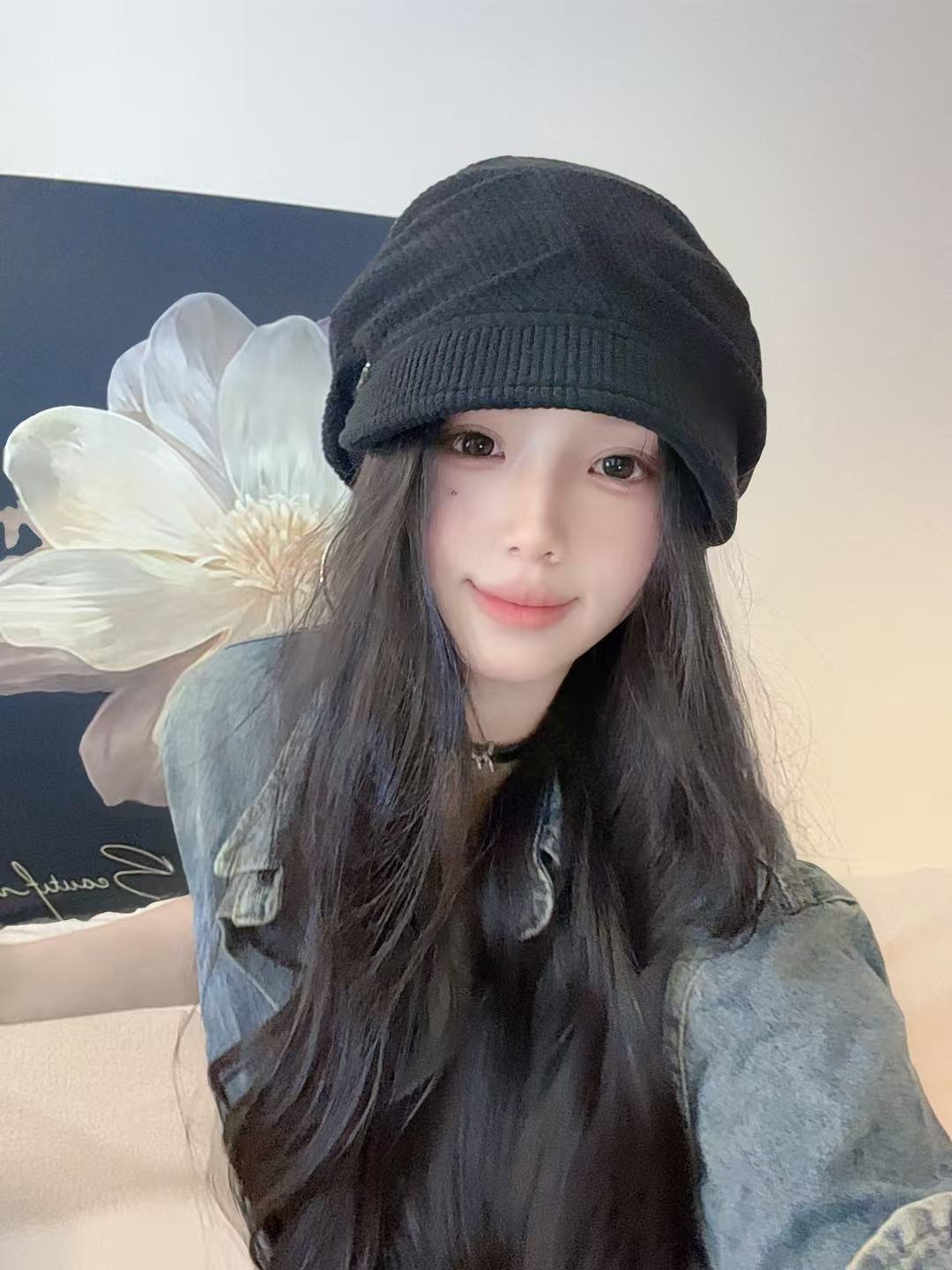 2025新款韩版秋冬季大头围素颜堆堆帽子女佩戴舒适时尚坐月子帽女