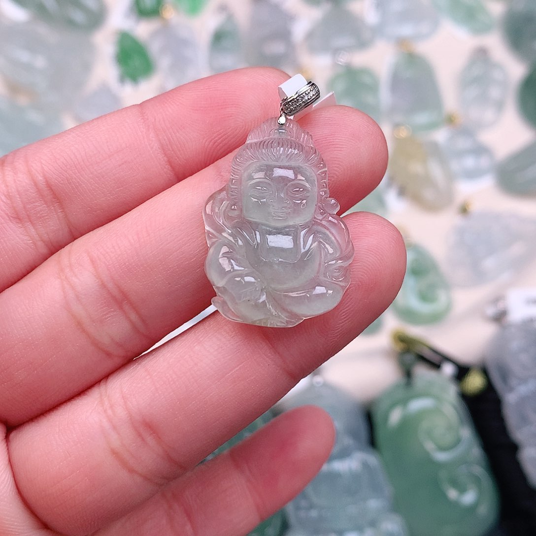 翡翠18K金镶嵌颈饰冰晴宝宝观音26-18-4