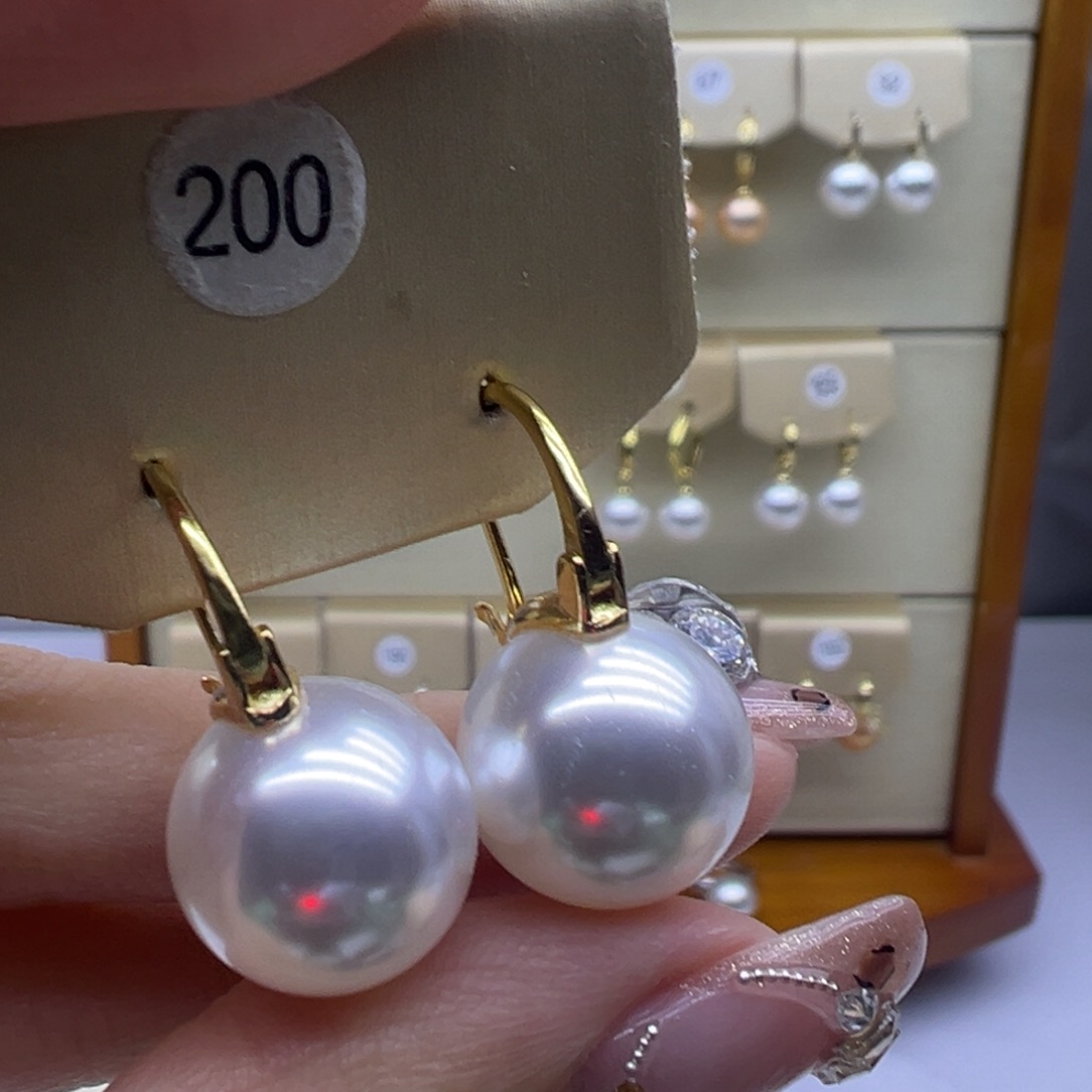 银S925镶嵌耳饰淡水珍珠