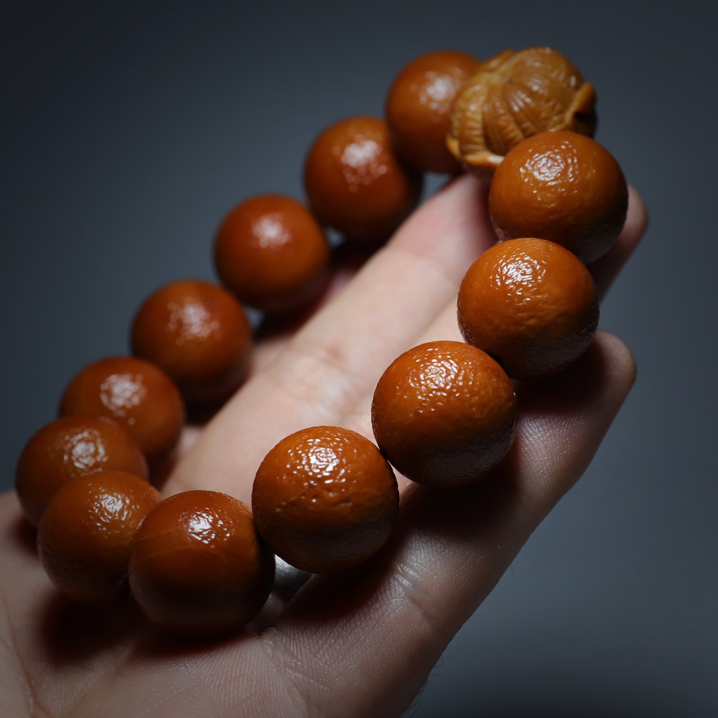 【大橘大利】百万水晶核搭配橘子单颗-纯手工橄榄核雕