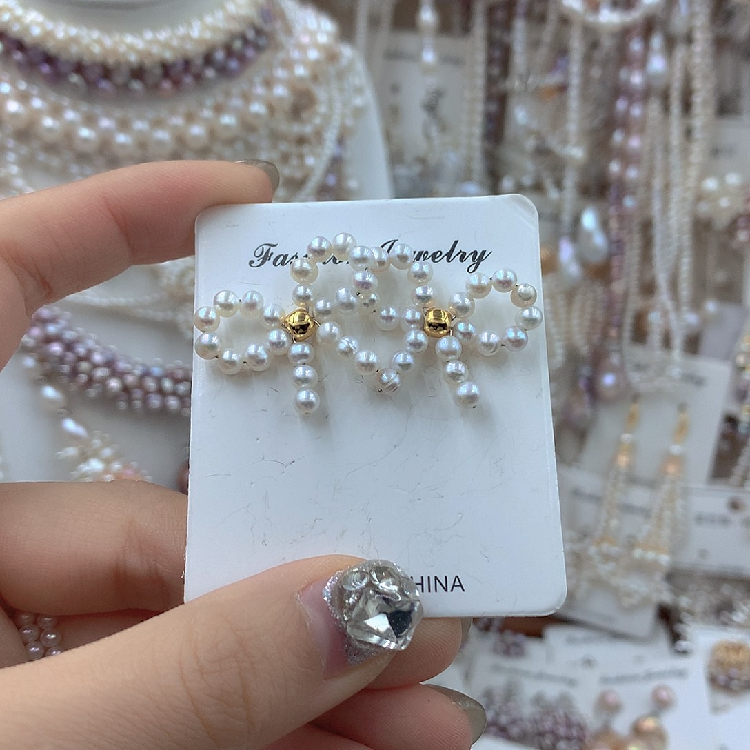 淡水珍珠耳饰银S925镶嵌
