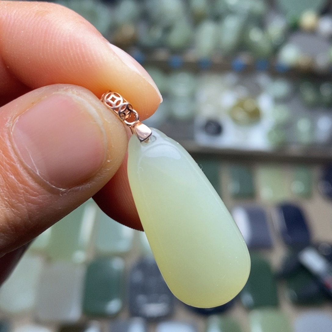 和田玉颈饰银S925镶嵌