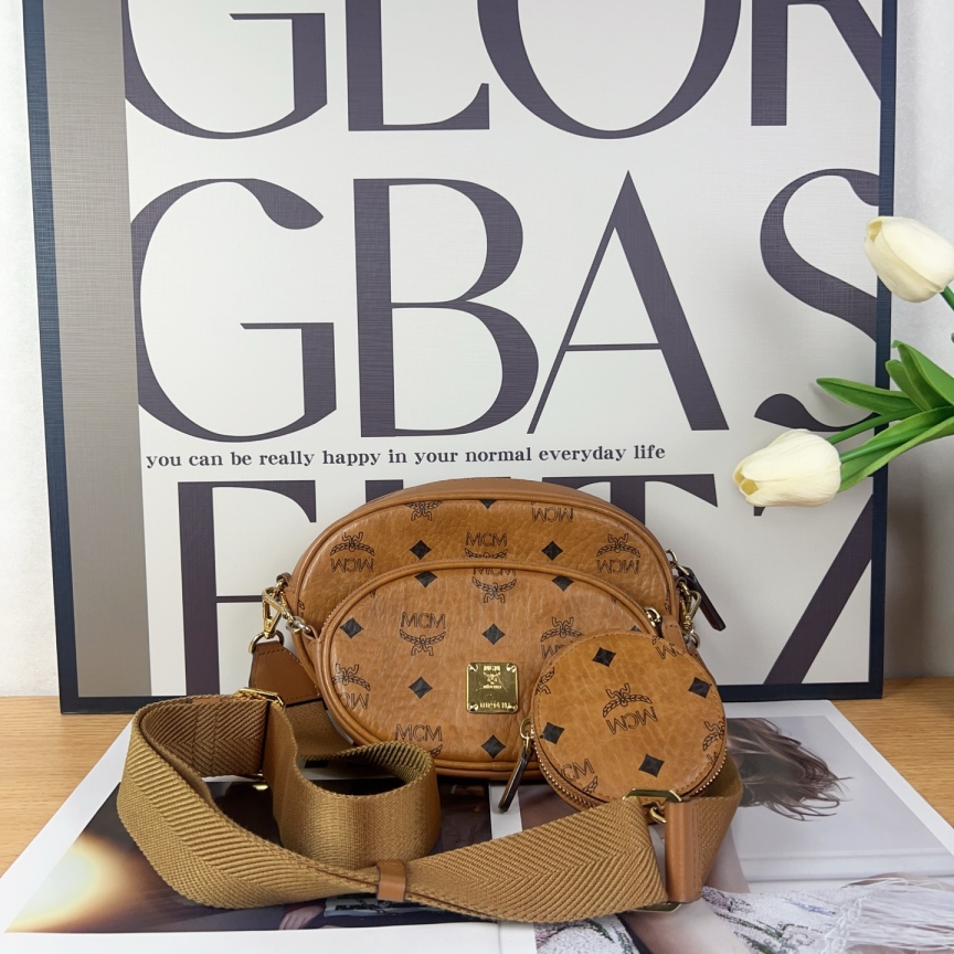 99新 MCM MCM 三合一 斜挎包 
