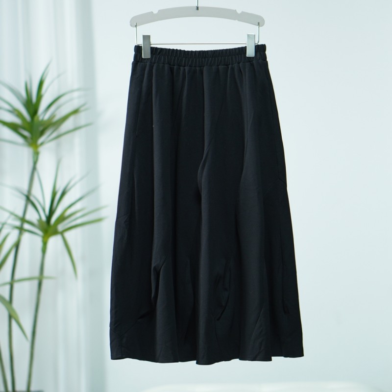 【诗M】S321-1  女装春秋简约解构拼缝长裙黑色2513131