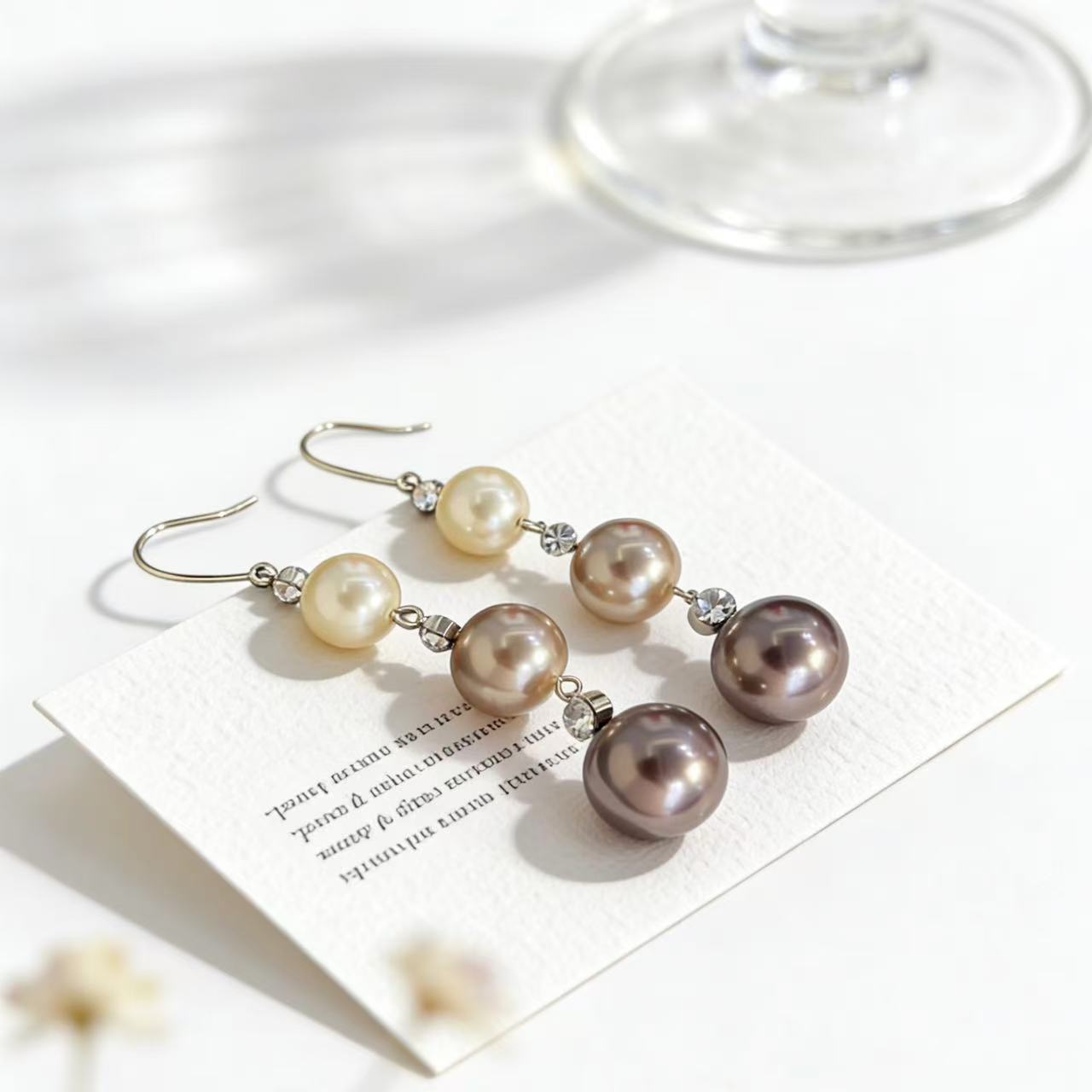 铜合金耳饰 a6欧比雅比【美拉德耳环】秋冬氛围感渐变珠珠耳环52508