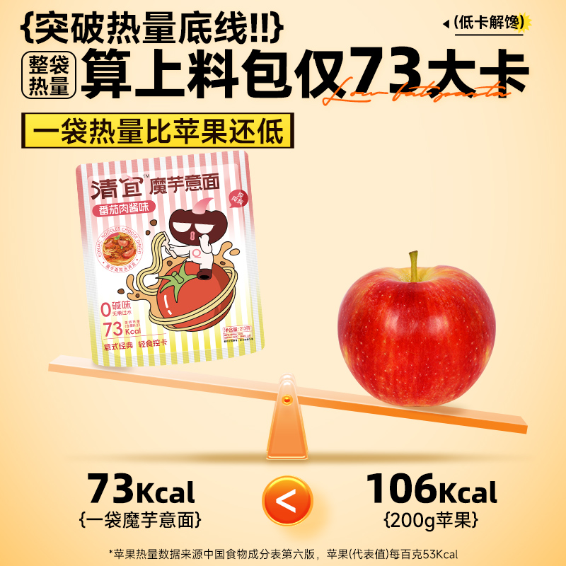清宜爆款番茄肉酱味魔芋意面低脂代餐速食晚上充饥食品方便夜宵 图片 4