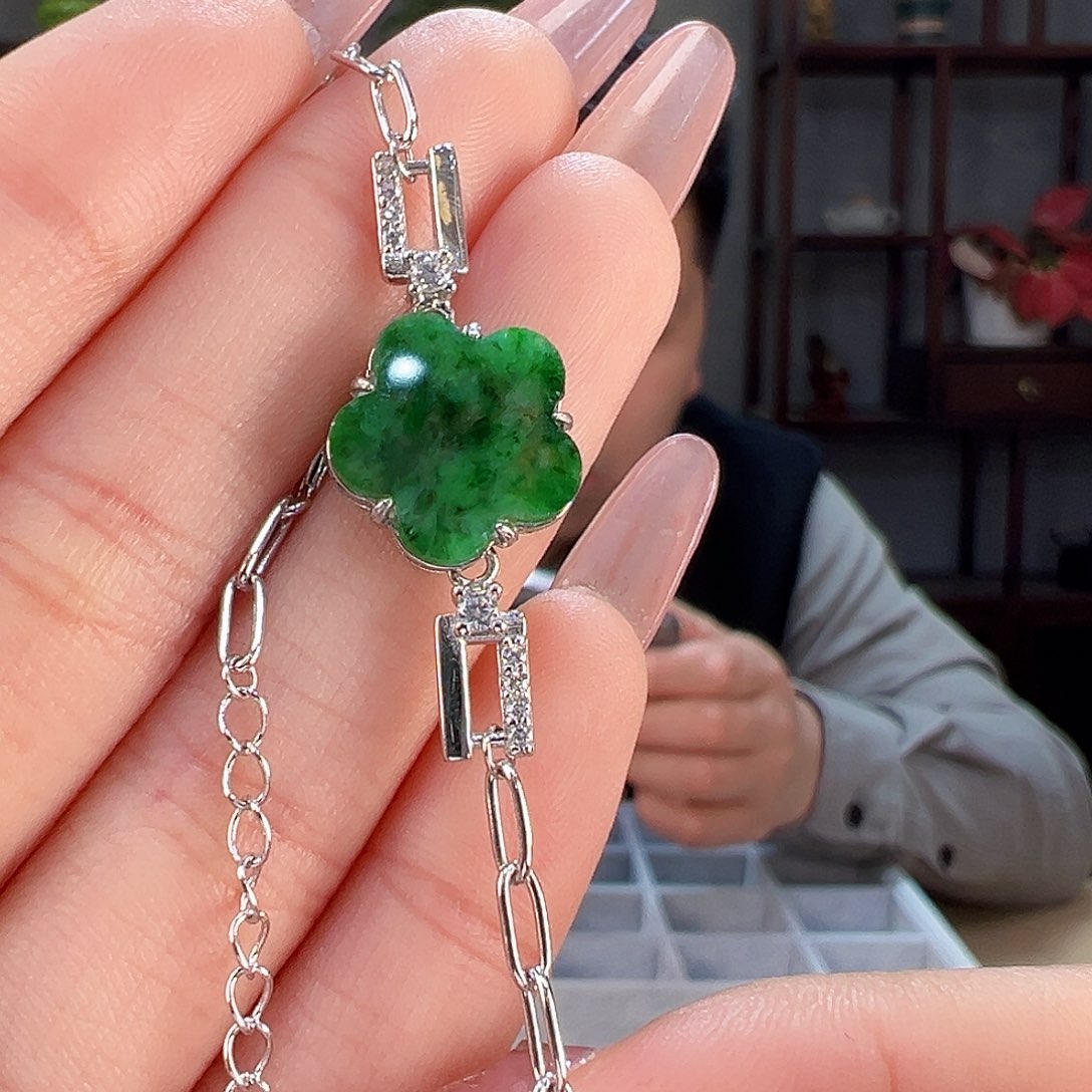 翡翠手链银S925镶嵌手链43