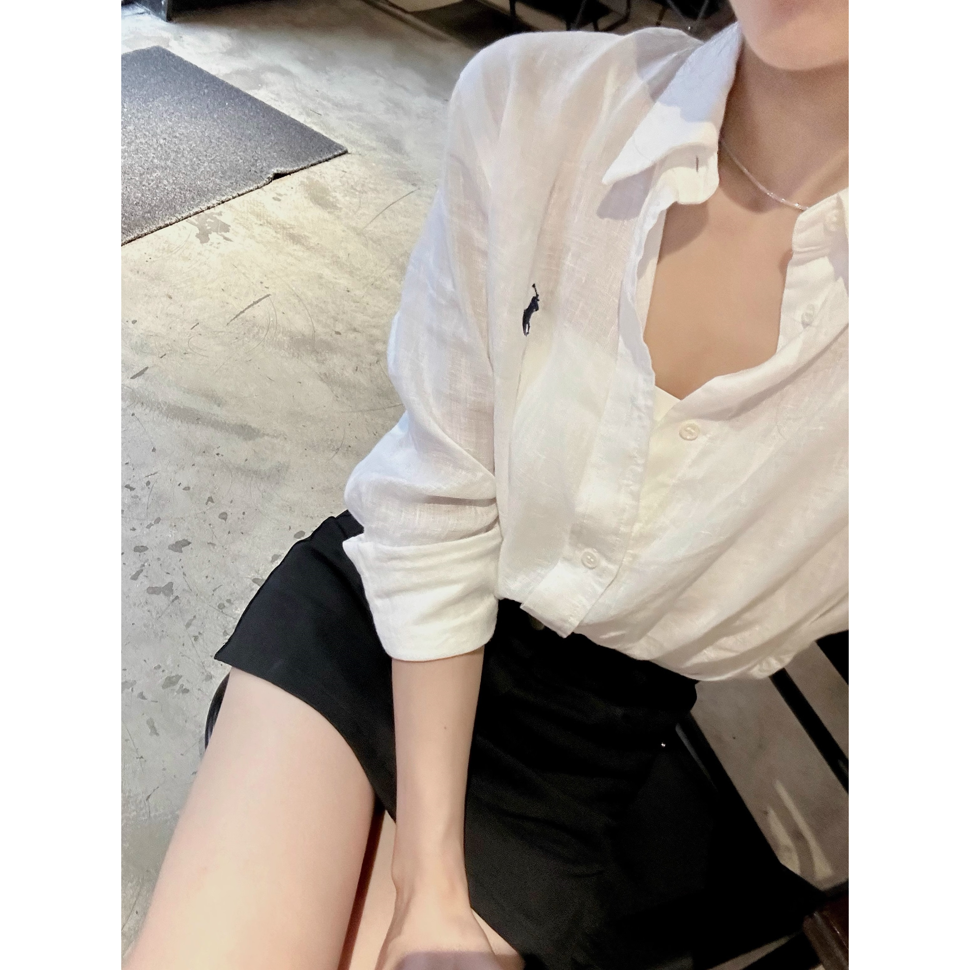 轻奢潮牌夏季亚麻防晒衫Polo小马标刺绣衬衫女宽松休闲慵懒风长袖