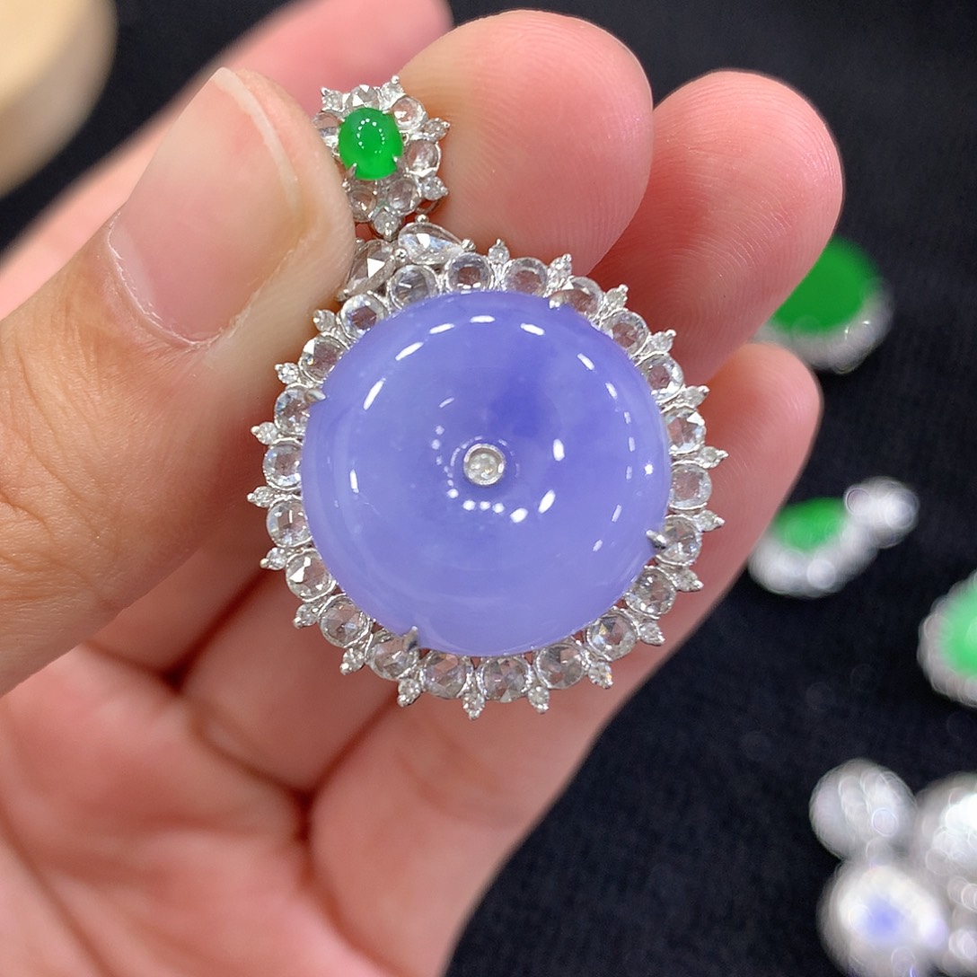 【闪购商品】翡翠18K金镶嵌吊坠(不含链)平安扣