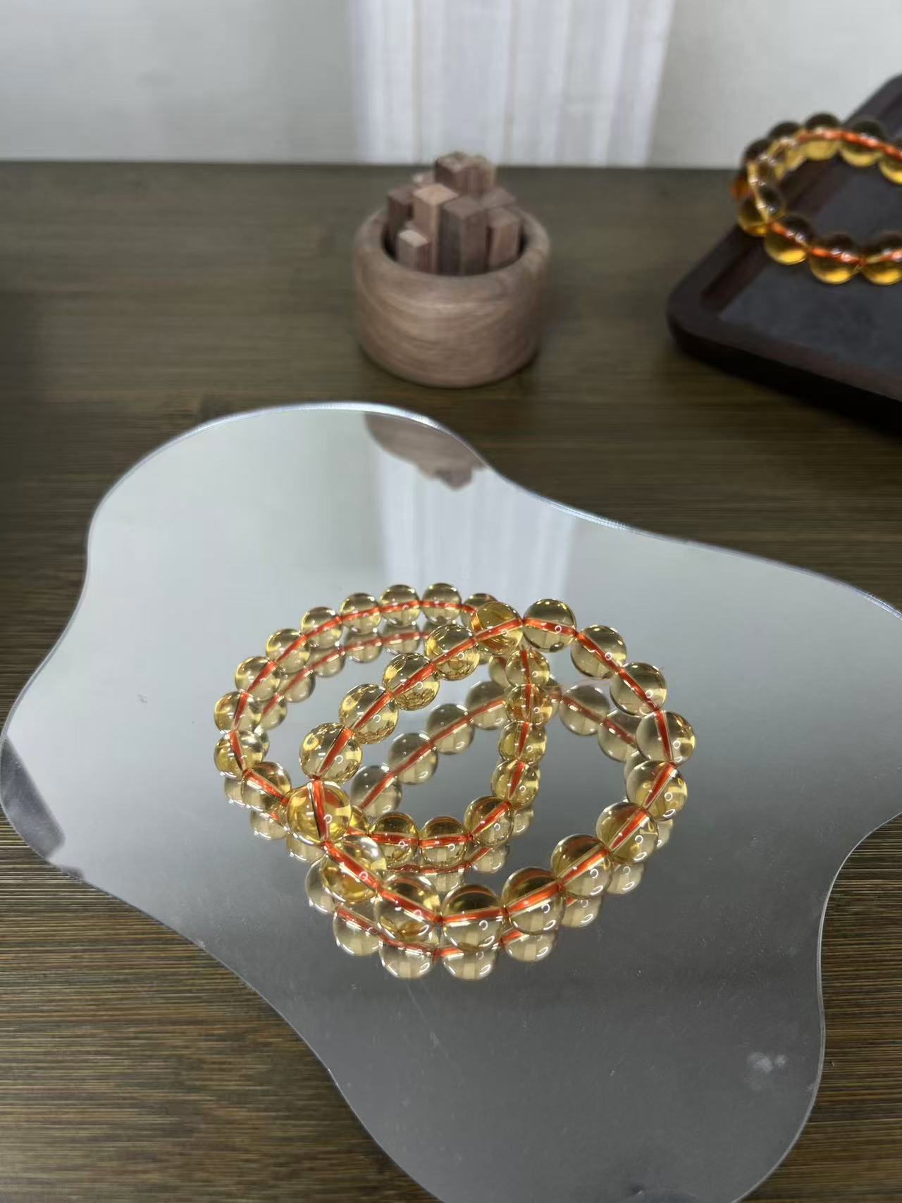 天然黄水晶10-14mm单圈手串