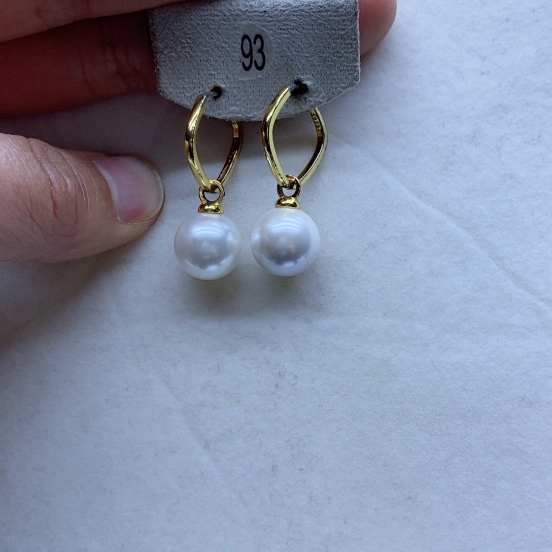 淡水珍珠耳饰银S925镶嵌93