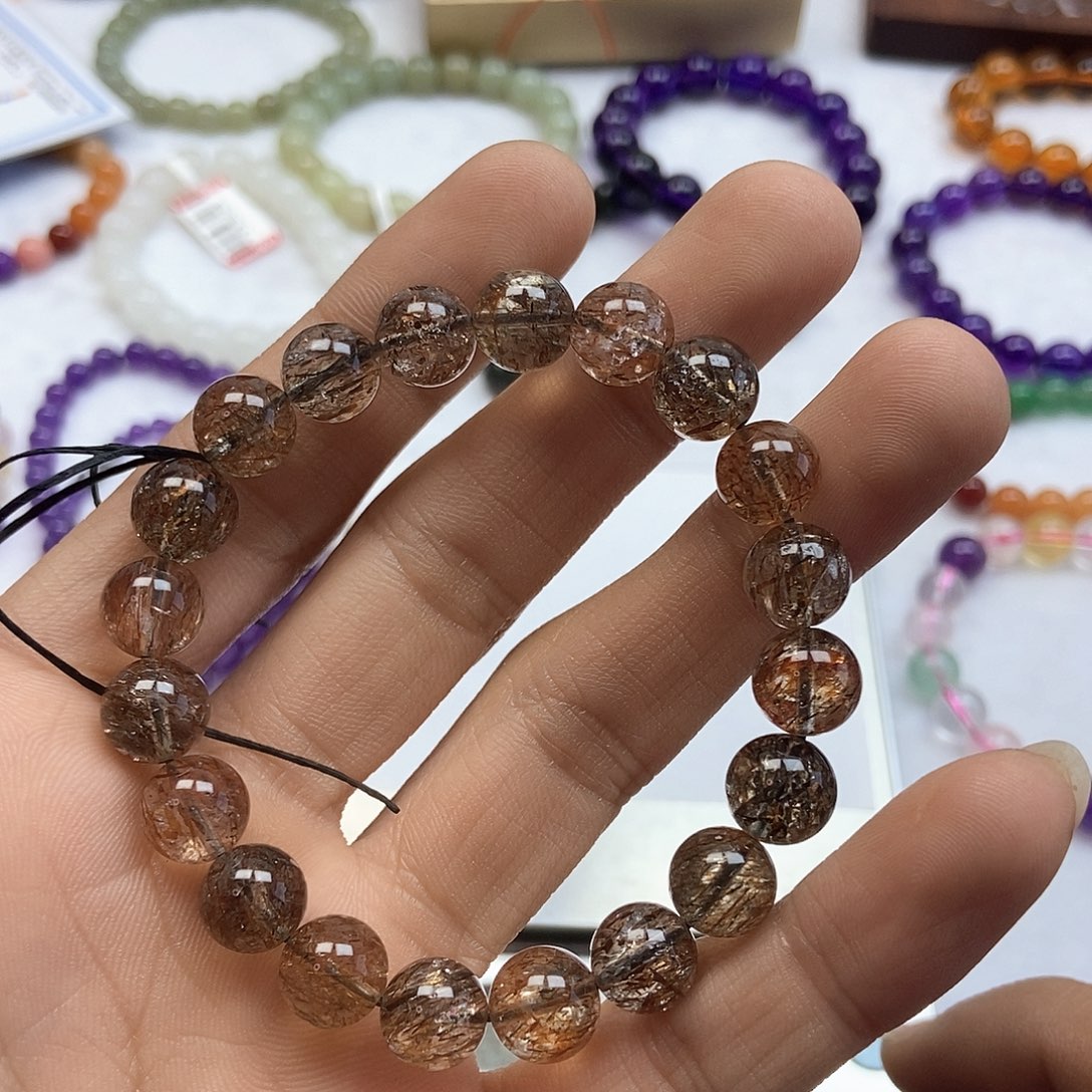 水晶手链未镶嵌黑超金9.8mm