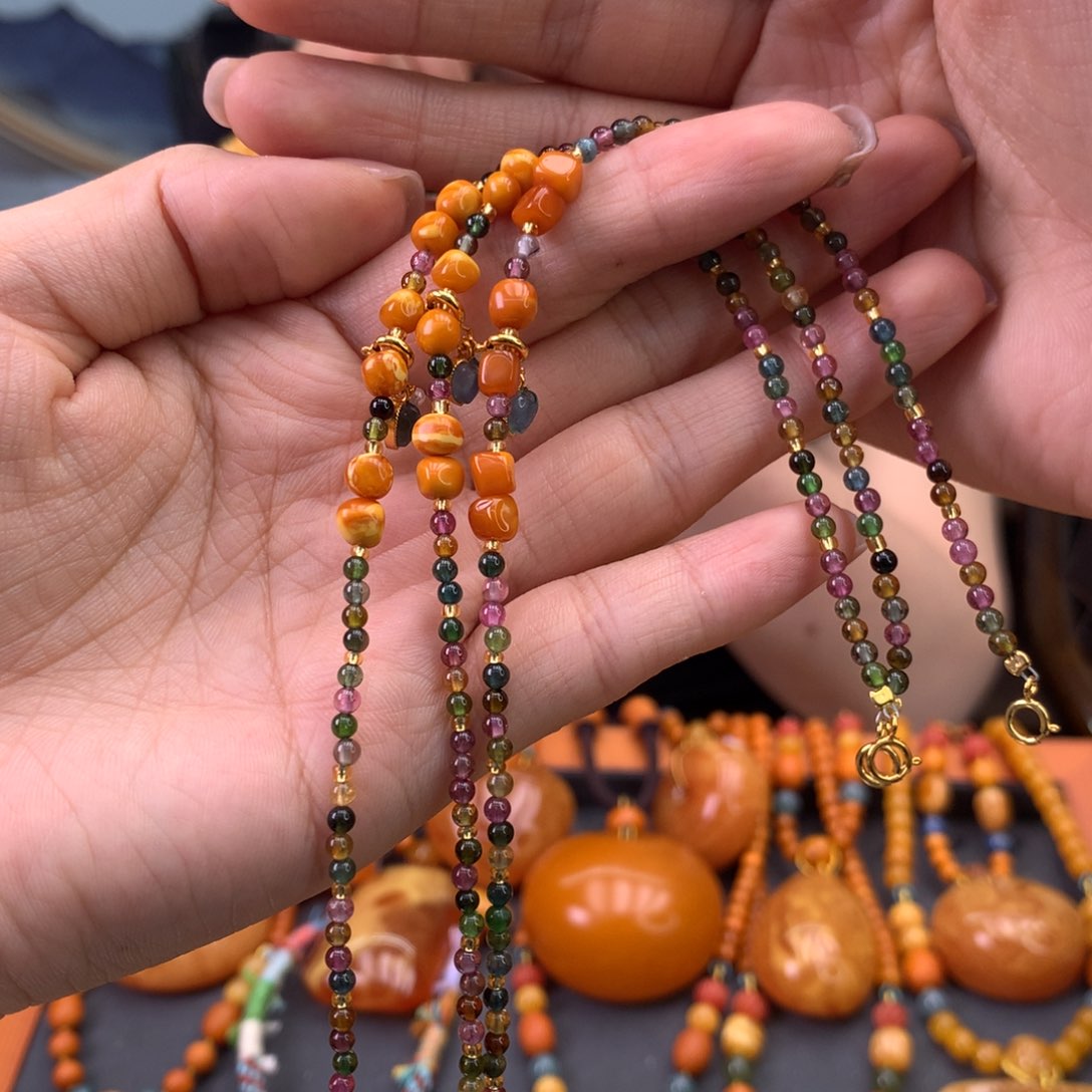 未镶嵌蜜蜡手链可做脚链多样性发一