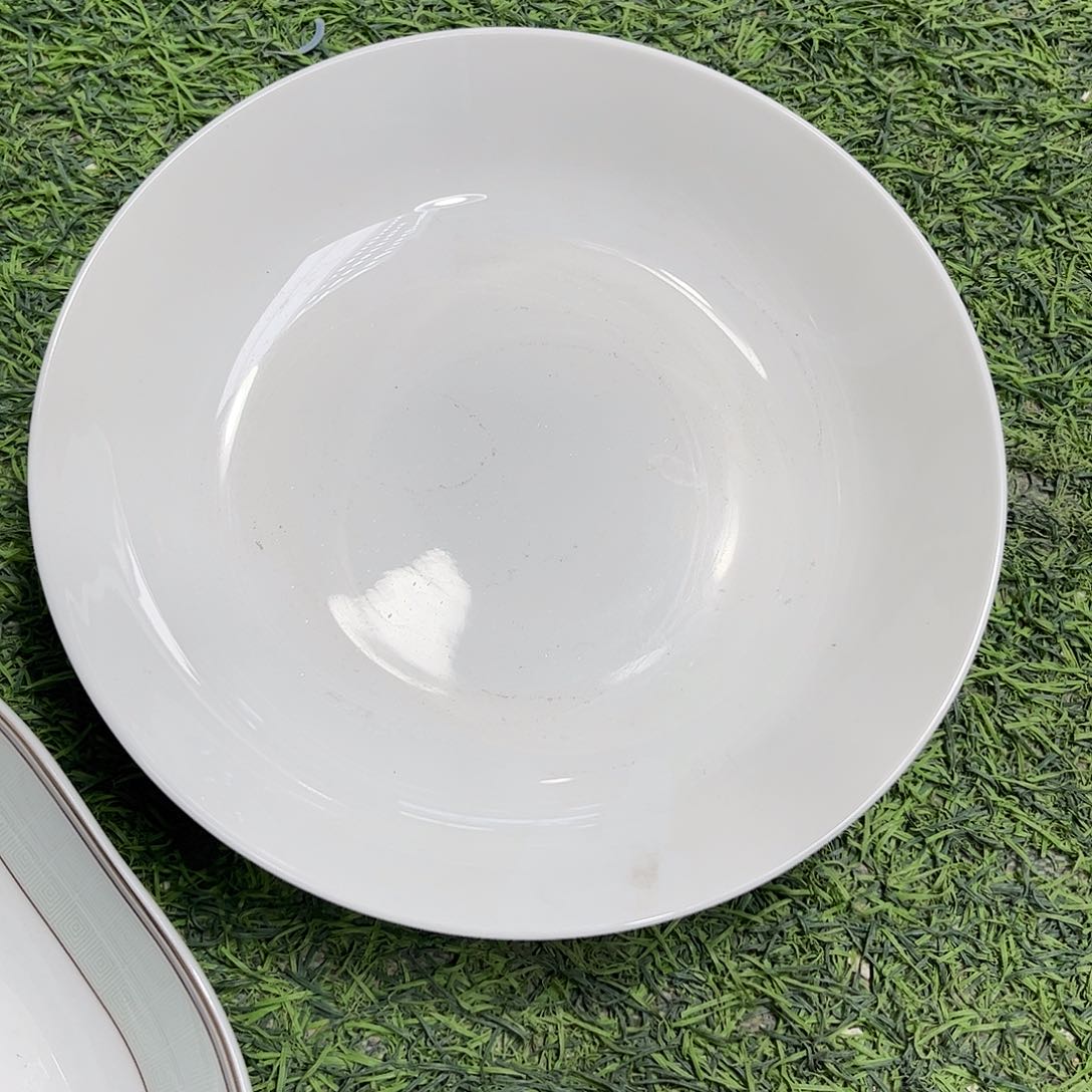 瓷片白色八寸深盘六个