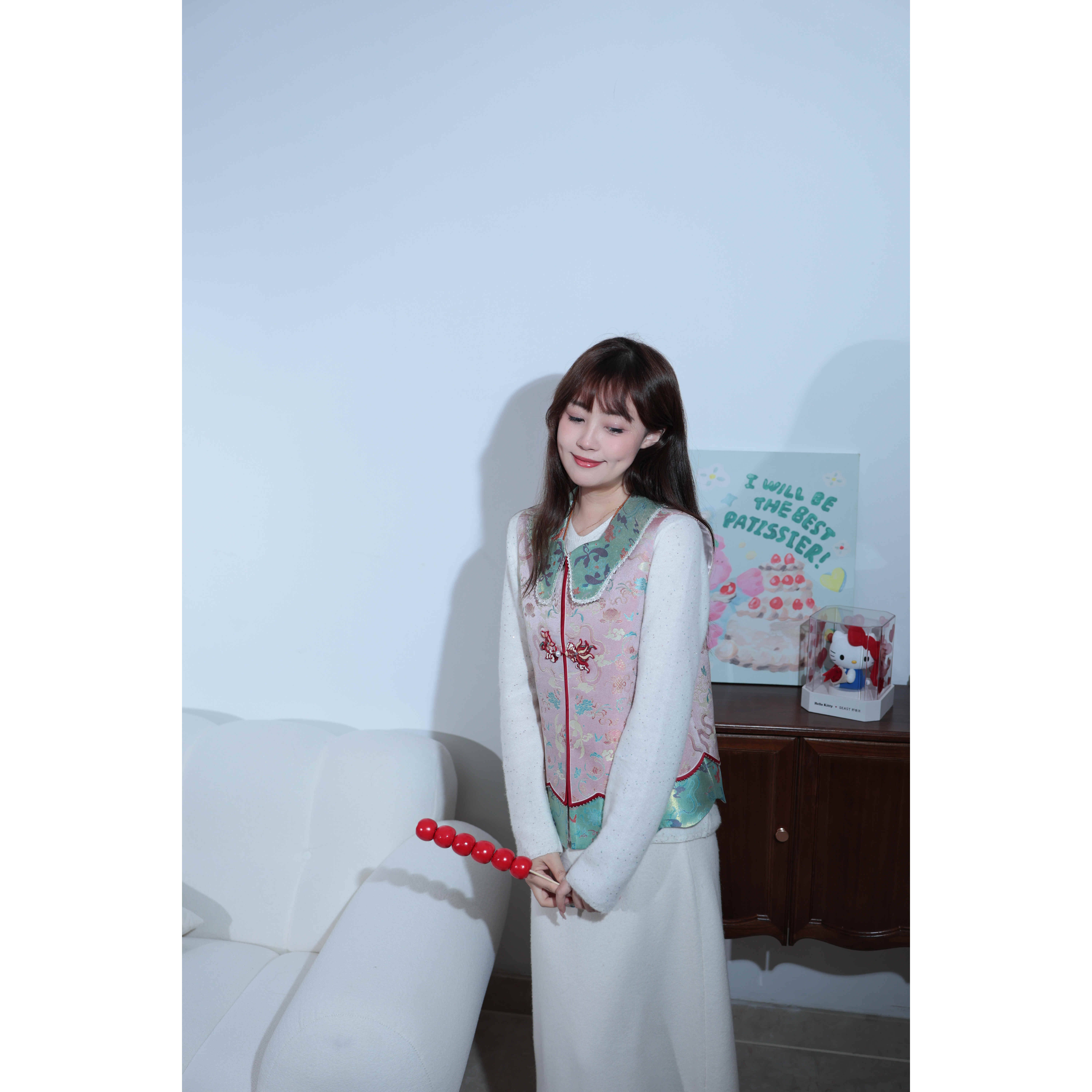 【小喜·裳欢喜】'鱼跃龙门娃娃领马甲'李德喜宋锦高定马甲X0158